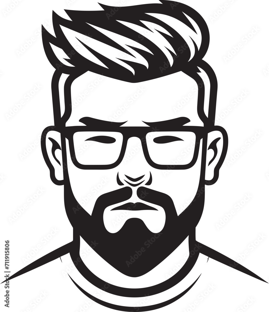 Contemporary Confidence Badge Male Face Icon with Bold Presence Contemporary Confidence Badge Male Face Icon with Bold Presence