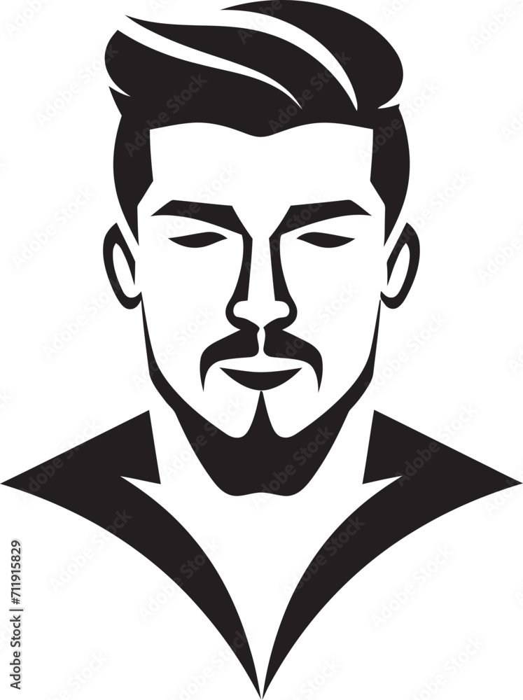 Rugged Resilience Badge Vector Design for Strong Male Face Logo Rugged Resilience Badge Vector Design for Strong Male Face Logo