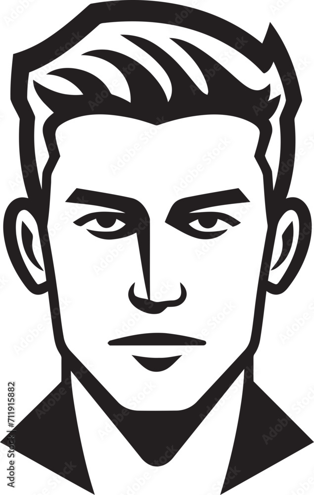 Expressive Elegance Crest Male Face Icon in Artistic Detail Expressive Elegance Crest Male Face Icon in Artistic Detail