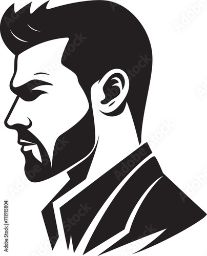 Genteel Gaze Crest Vector Logo for Elegant Male Face Illustration 