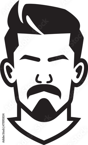 Genteel Gaze Insignia Vector Logo for Elegant Male Face Illustration 