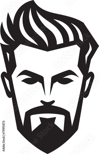 Genteel Gaze Badge Vector Logo for Elegant Male Face Illustration 