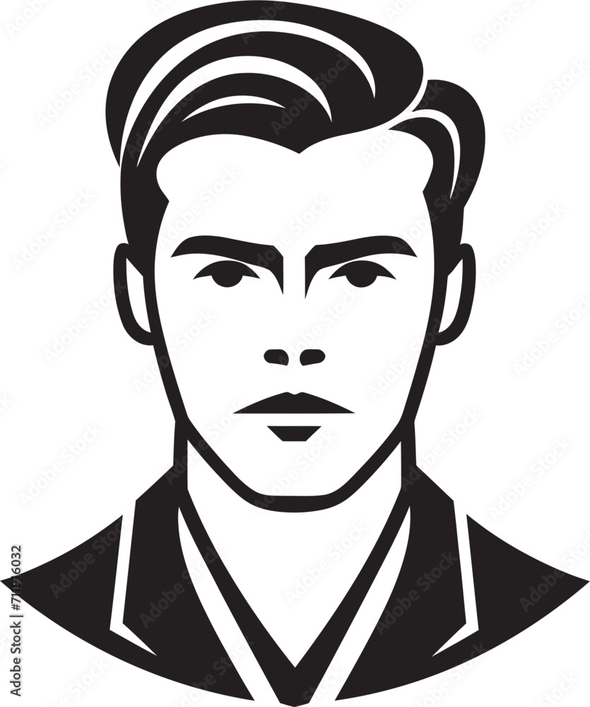 Expressive Elegance Insignia Vector Logo for Artistic Male Face Illustration 