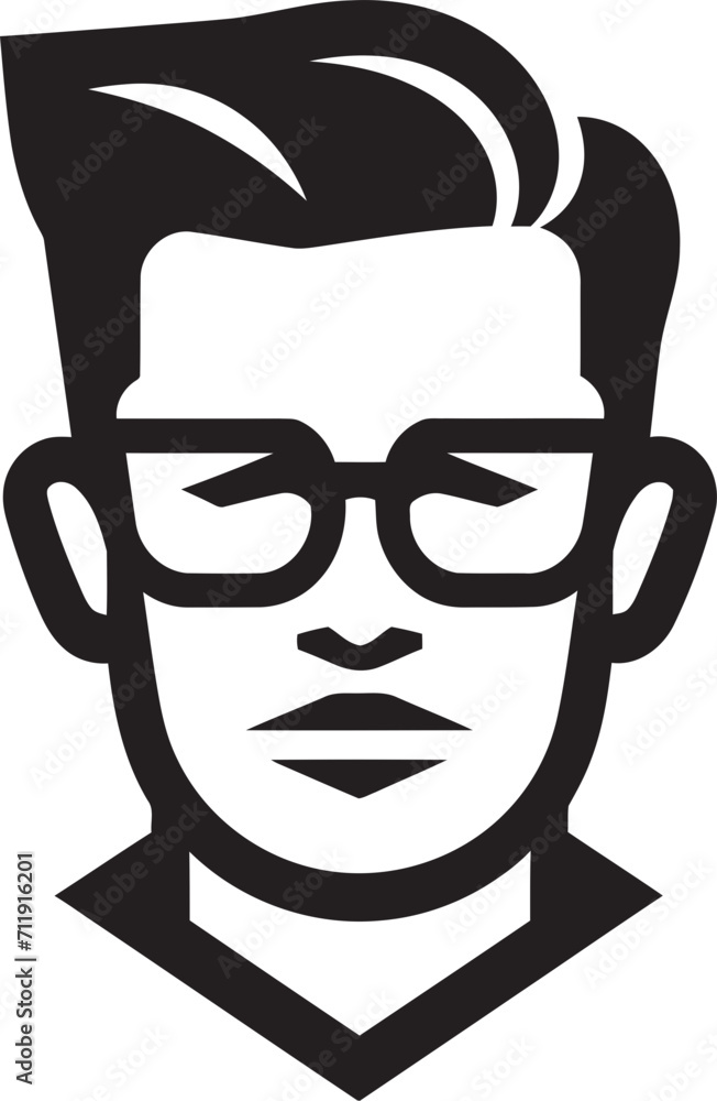 Serene Silhouette Badge Calm Male Face Vector Design with Subtle Lines Serene Silhouette Badge Calm Male Face Vector Design with Subtle Lines