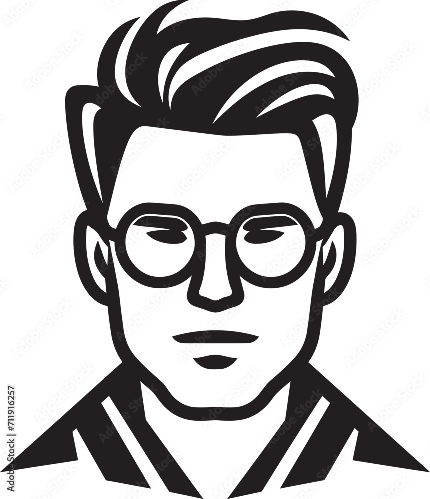 Sculpted Sophistication Insignia Refined Male Face Vector Icon for Elegance 