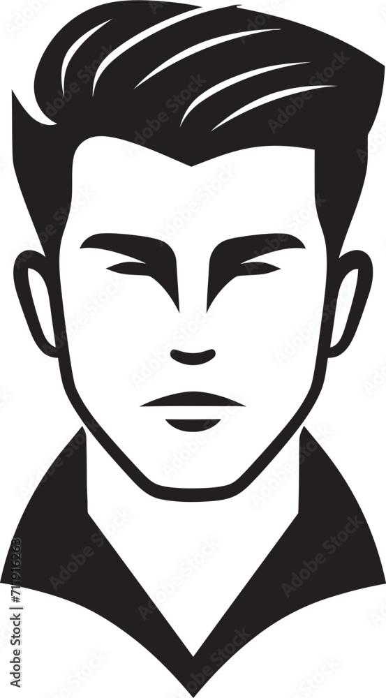 Chiseled Charm Insignia Vector Design for Attractive Male Face Logo 