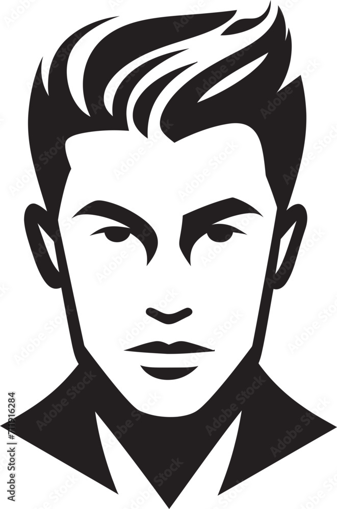 Refined Visage Insignia Vector Logo for Sophisticated Male Face Icon Refined Visage Insignia Vector Logo for Sophisticated Male Face Icon
