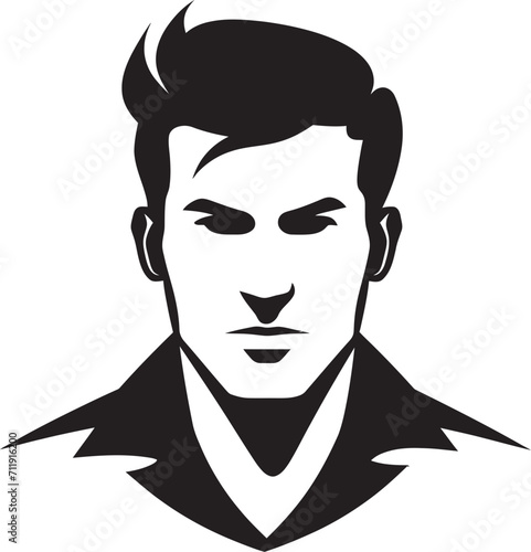 Genteel Gaze Insignia Elegant Male Face Icon with Refined Features 