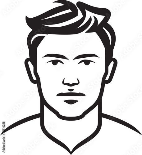 Poised Profile Badge Vector Design for Graceful Male Face Illustration 