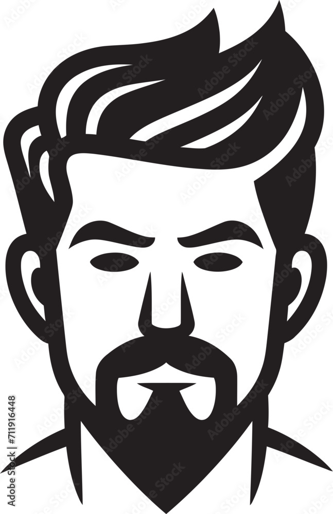 Suave Silhouette Crest Stylish Male Face Icon with Smooth Lines Suave Silhouette Crest Stylish Male Face Icon with Smooth Lines