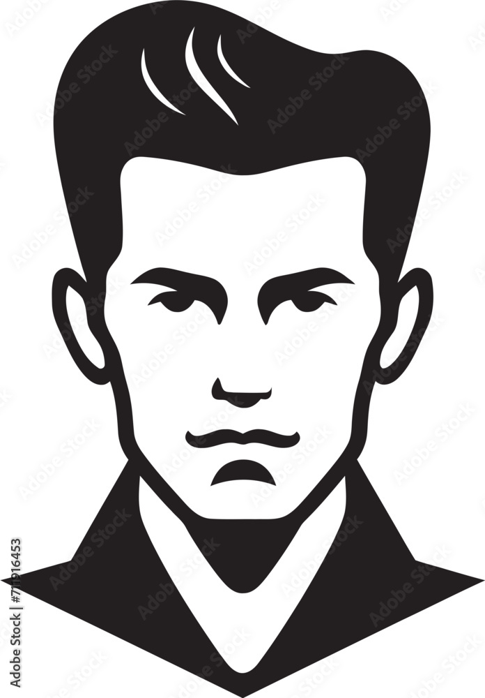 Chiseled Charm Badge Vector Design for Attractive Male Face Logo Chiseled Charm Badge Vector Design for Attractive Male Face Logo