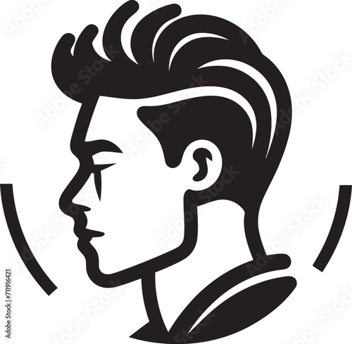Genteel Gaze Insignia Vector Logo for Elegant Male Face Illustration 