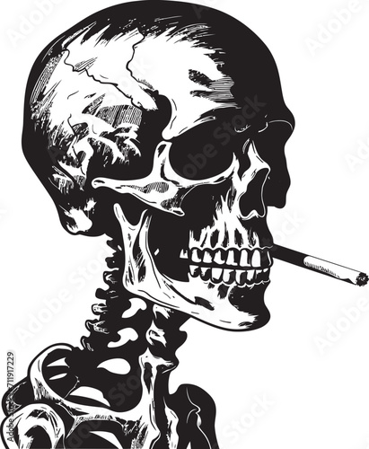 Classic Cohiba Crest Smoking Gentleman Skeleton Vector Logo for Timeless Charm 