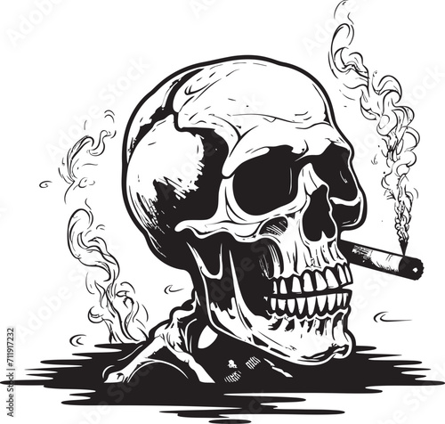 Sophisticated Stogie Badge Smoking Gentleman Skeleton Vector Logo for Elegant Branding 