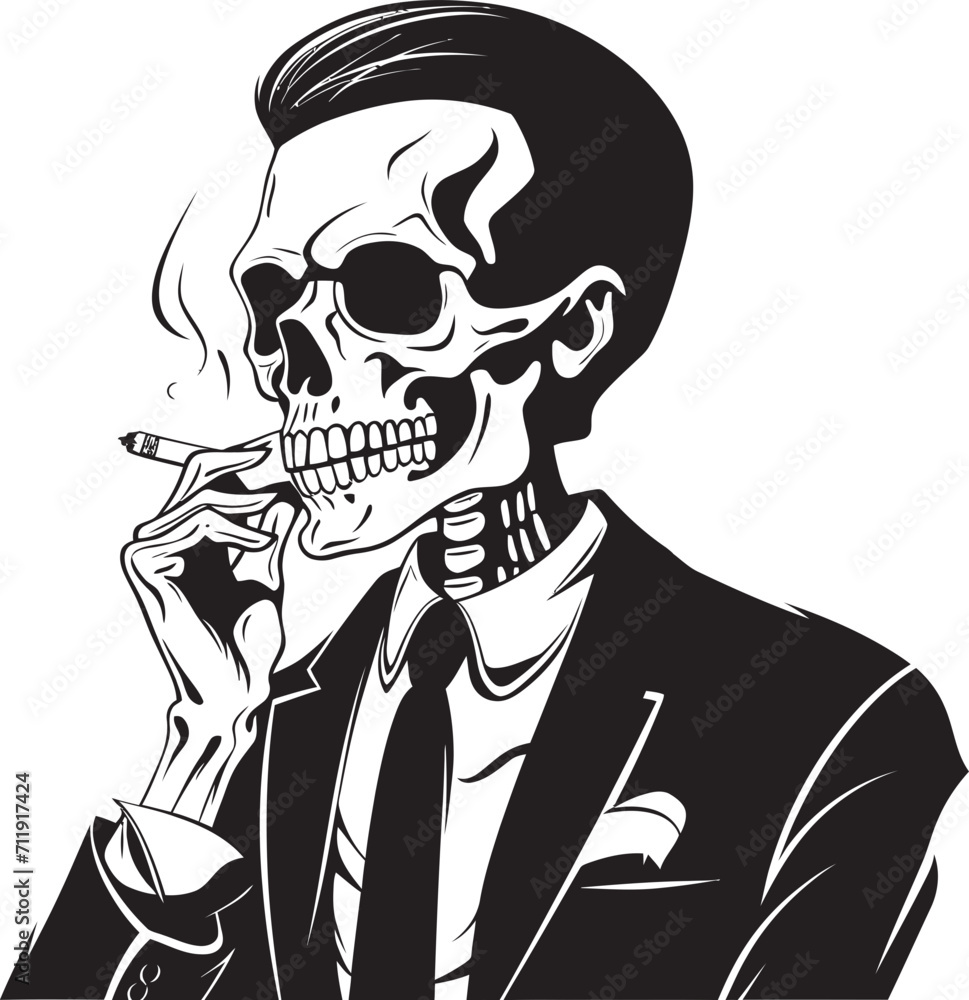 Sophisticated Stogie Badge Smoking Gentleman Skeleton Vector Logo for Elegant Branding Sophisticated Stogie Badge Smoking Gentleman Skeleton Vector Logo for Elegant Branding