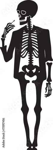 Classic Cigarette Badge Smoking Skeleton Vector Logo for Timeless Panache 