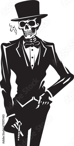 Classic Cigarette Badge Smoking Skeleton Vector Logo for Timeless Panache 
