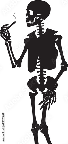 Smoky Swagger Insignia Vector Design for Gentleman Skeleton Icon with Style 