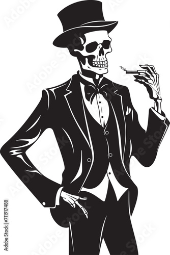 Classic Cohiba Crest Smoking Gentleman Skeleton Vector Logo for Timeless Charm 