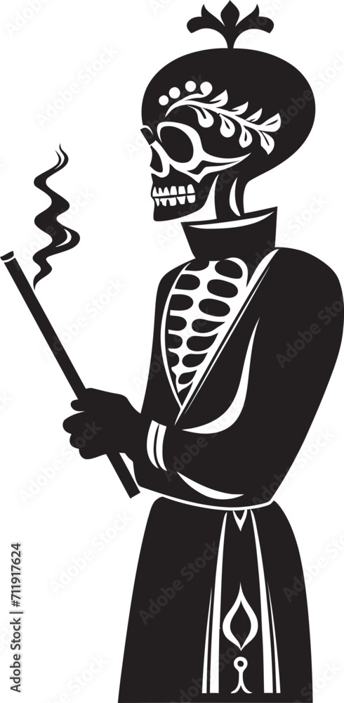 Time Honored Havana Crest Elegant Skeleton Vector Logo for Smoking Gentleman with Vintage Flair Time Honored Havana Crest Elegant Skeleton Vector Logo for Smoking Gentleman with Vintage Flair