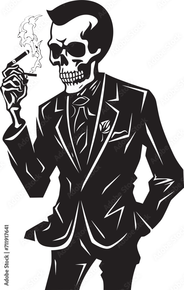 Classy Cigar Crest Elegant Skeleton Vector Logo for Refined Branding Classy Cigar Crest Elegant Skeleton Vector Logo for Refined Branding