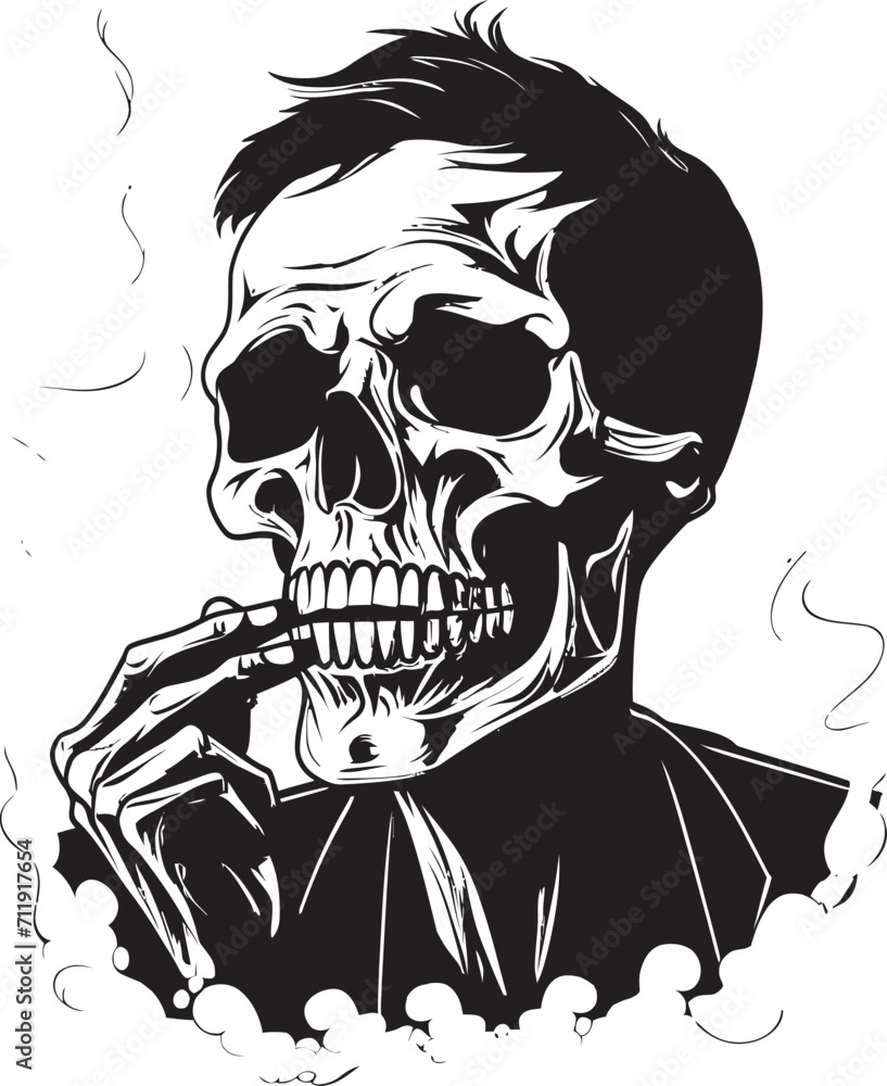 Antique Ash Insignia Smoking Gentleman Skeleton Vector Logo for Vintage Allure Antique Ash Insignia Smoking Gentleman Skeleton Vector Logo for Vintage Allure