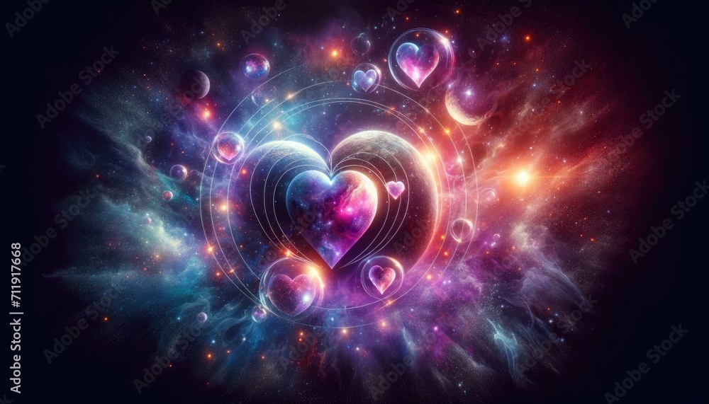 Cosmic Love Concept, Abstract Heart Nebula in Space Cosmic Love Concept, Abstract Heart Nebula in Space
