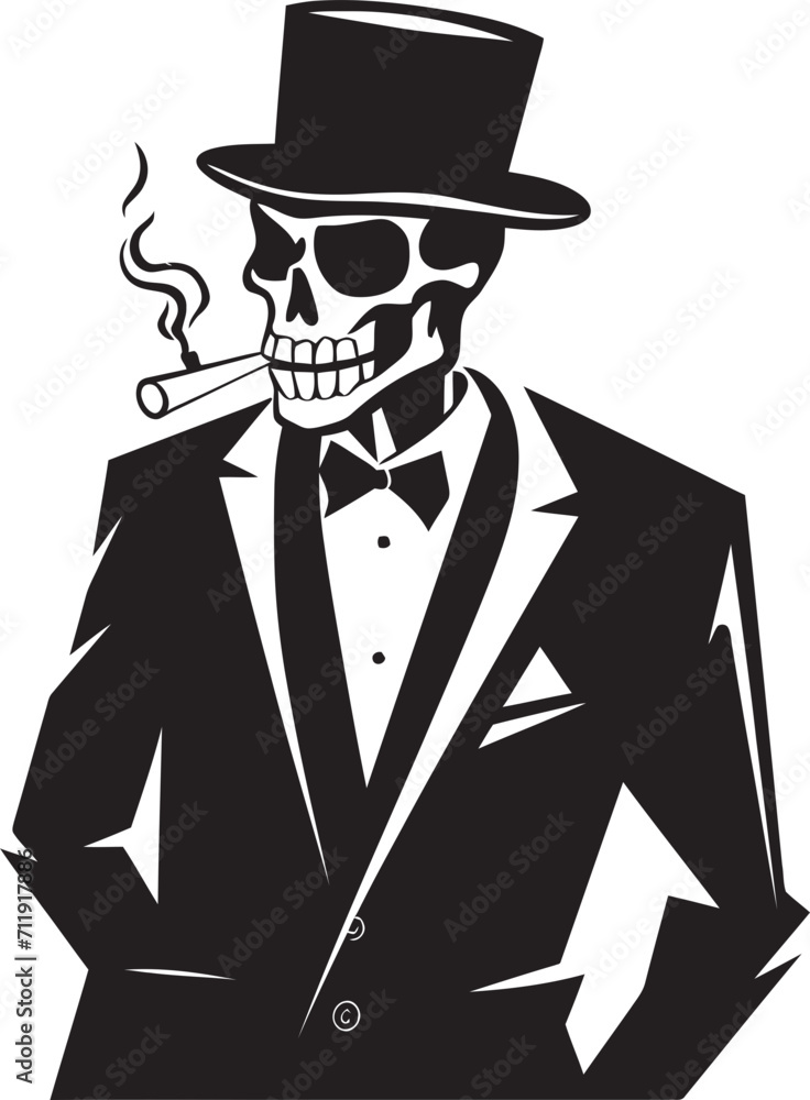 Dapper Debonair Emblem Smoking Gentleman Skeleton Vector Logo Dapper Debonair Emblem Smoking Gentleman Skeleton Vector Logo