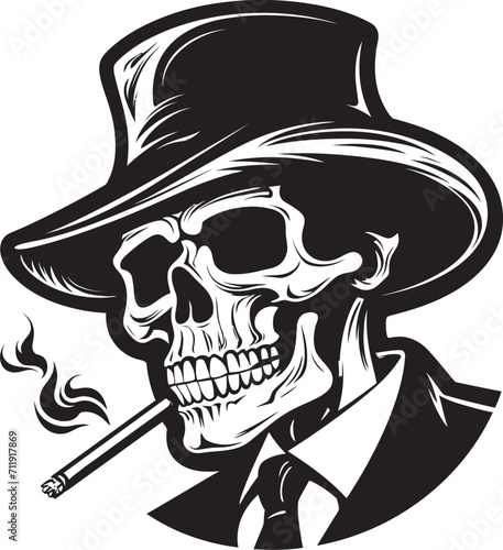 Classic Cohiba Crest Smoking Gentleman Skeleton Vector Logo for Timeless Charm 