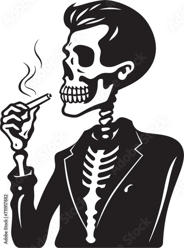 Sophisticated Stogie Badge Smoking Gentleman Skeleton Vector Logo for Elegant Branding 