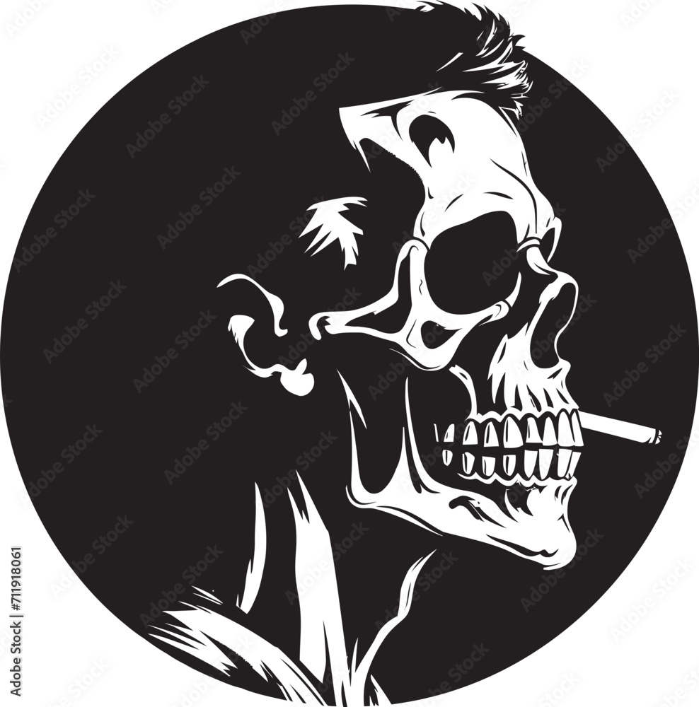 Sophisticated Stogie Badge Smoking Skeleton Vector Logo for Elegant Branding 
