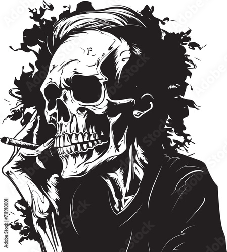 Smoky Swagger Insignia Stylish Design for Gentleman Skeleton Icon 