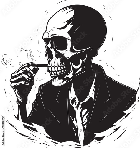 Smoky Swagger Insignia Vector Design for Gentleman Skeleton Icon with Style 