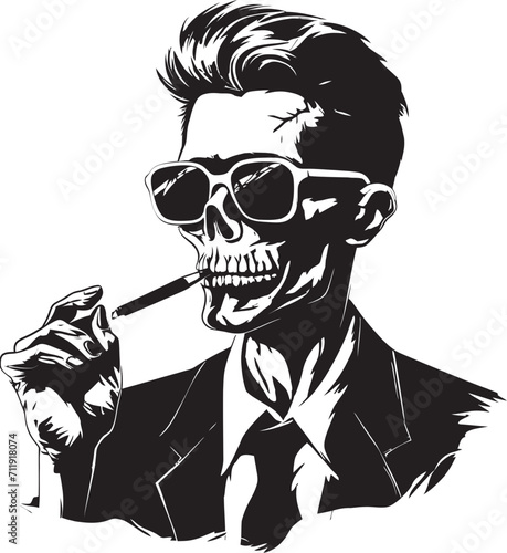 Smoky Swagger Insignia Stylish Design for Gentleman Skeleton Icon 