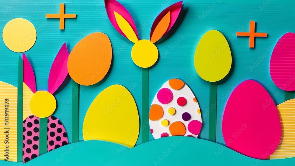 easter background with easter eggs ai generated