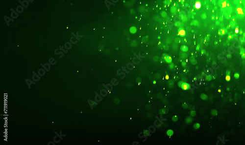 St. Patrick day. Shiny green glitter on black background, bokeh effect