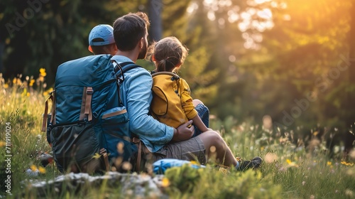 family camping in the nature