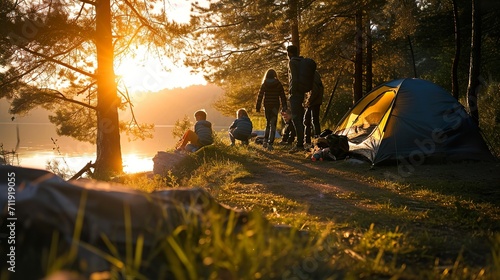 family camping in the nature