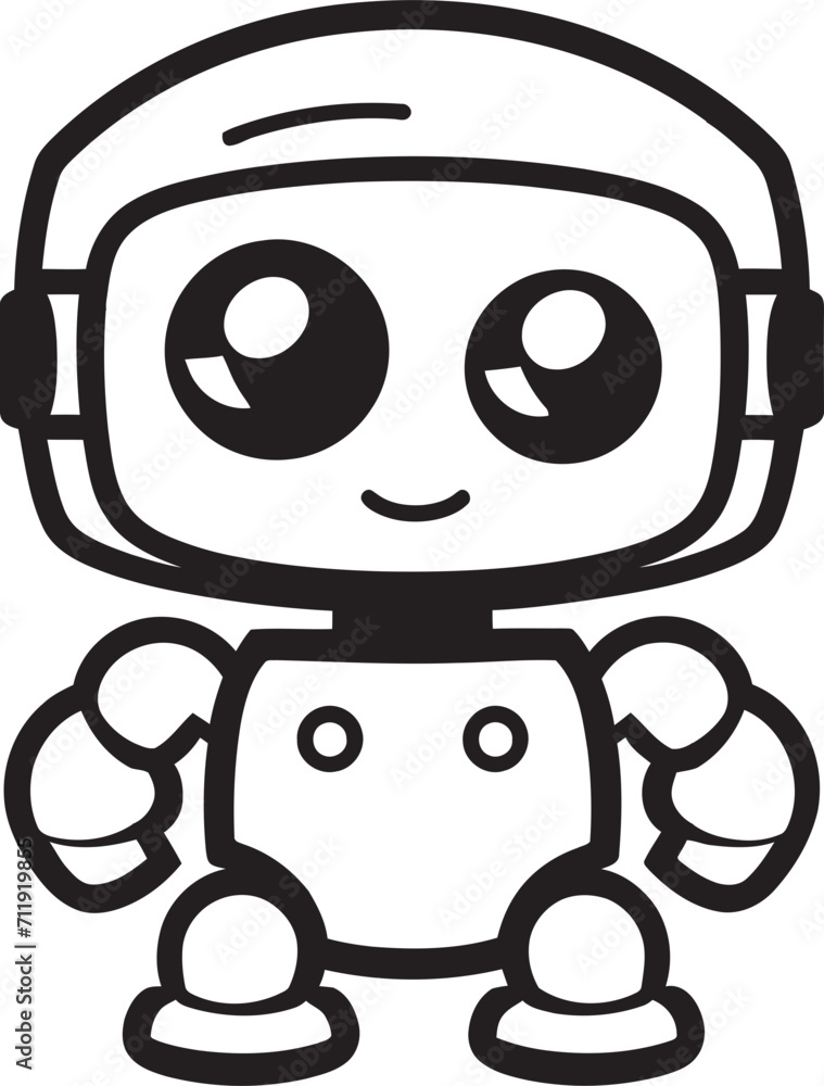 Obraz premium Byte sized Bot Crest Small and Cute Robot Logo for Chat Assistance 