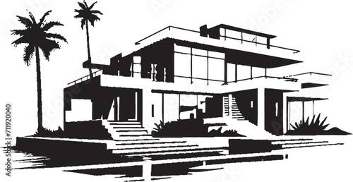 Futuristic Dwelling Crest Elegant Modern Villa Logo for Timeless Elegance 
