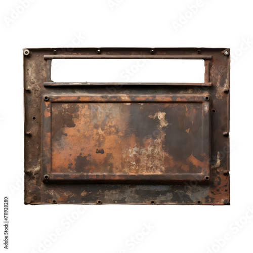 Old rusty mail slot isolated on transparent and white background, Png Object