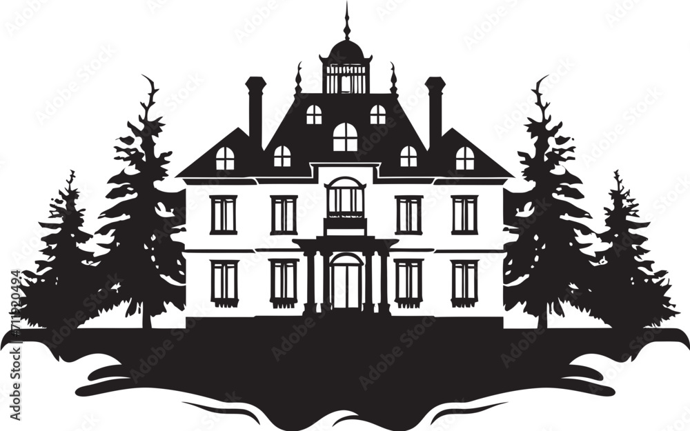 Luxe Living Insignia Iconic Logo Featuring Modern Villa Icon 