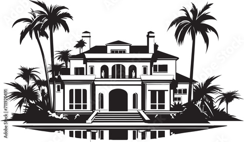 Skyline Sanctuary Crest Stylish Emblem with Modern Villa Silhouette 
