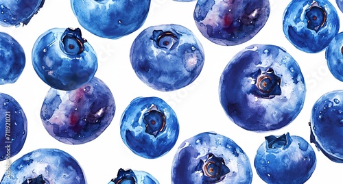 a painting of blueberries on a white background
