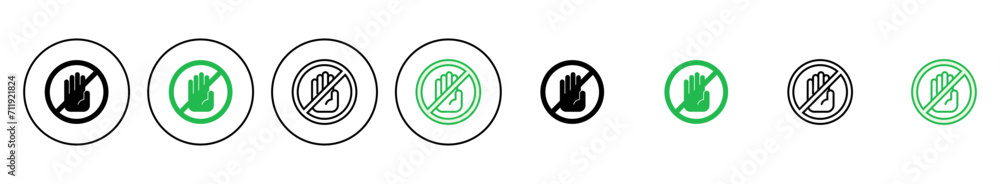 Stop icon set. stop road sign. hand stop icon vector Stop icon set. stop road sign. hand stop icon vector
