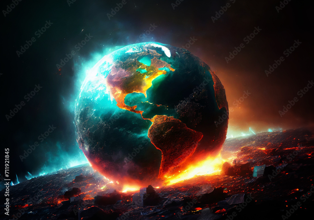 dramatic illustration about destruction of planet earth dramatic illustration about destruction of planet earth