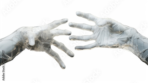 Two transparent marble hands touching each other