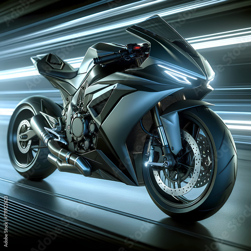 modern motorcycle on a black background illustration. photo