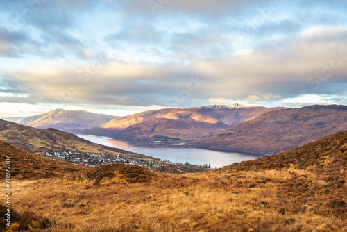 Fototapeta Naklejka Na Ścianę i Meble -  Panoramic view from Fort William, From the summit of Cowhill. Scotland.