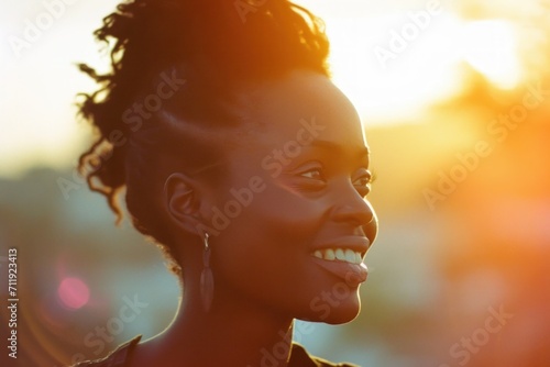Protrait of Beautiful smile happy young African woman. 